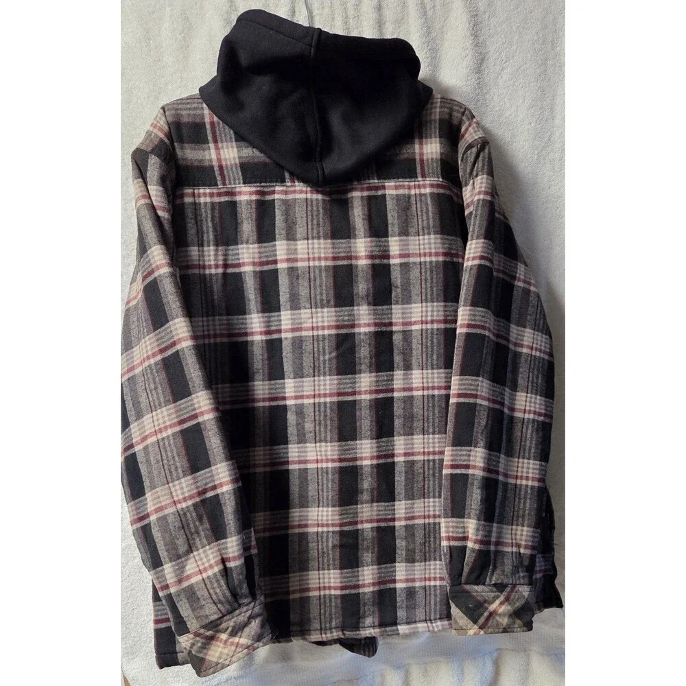 Boston Traders Men's XL Hooded Quilted Lined Flannel Jacket Shacket Plaid